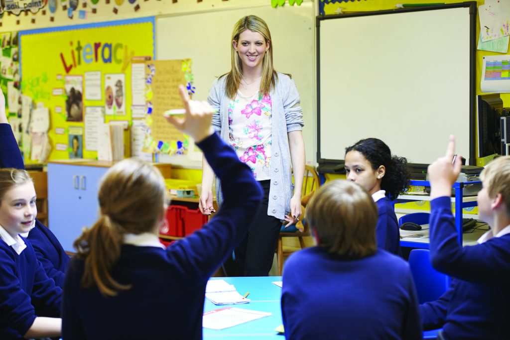 Teacher and students interacting